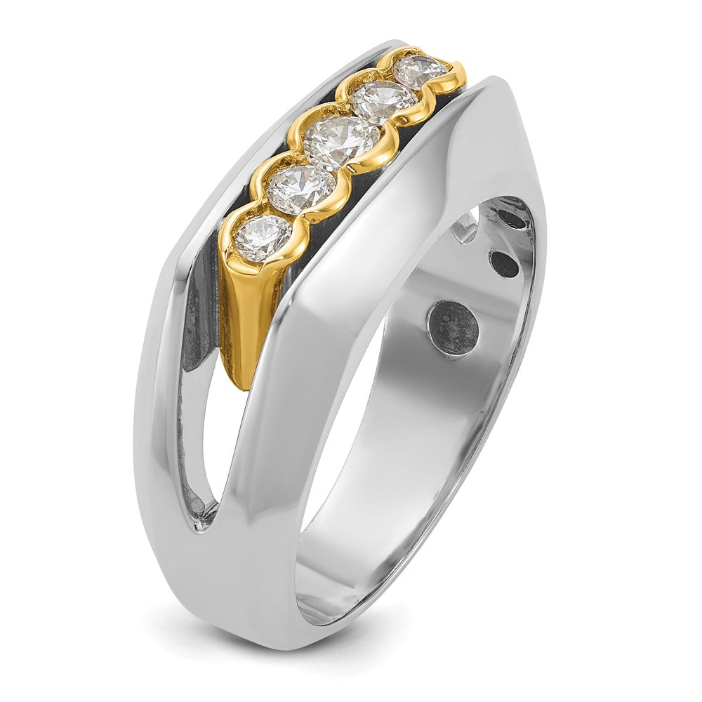 IBGoodman Two-tone Men's Polished Graduated 5-Stone 1/2 Carat AA Quality Diamond Ring - WBC