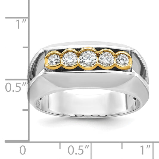 IB Goodman Men's 14K Two-Tone Gold Rosary Polished Graduated 5-Stone 1/2 ct AA Diamond Ring