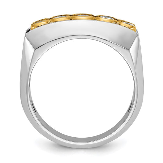 IBGoodman Two-tone Men's Polished Graduated 5-Stone 1 Carat AA Quality Diamond Ring - WBC