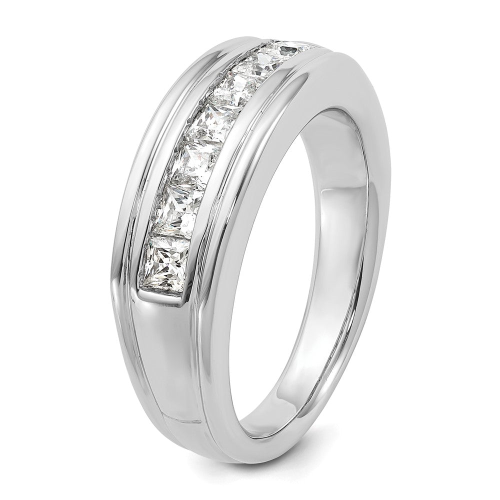 IBGoodman Men's Polished and Grooved 7-Stone Square 1 Carat AA Quality Diamond Ring - WBC