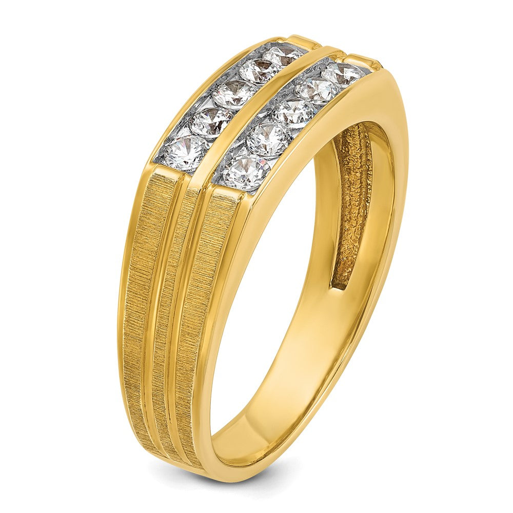 IBGoodman Men's Polished Satin and Grooved 2-Row 5/8 Carat AA Quality Diamond Ring - WBC