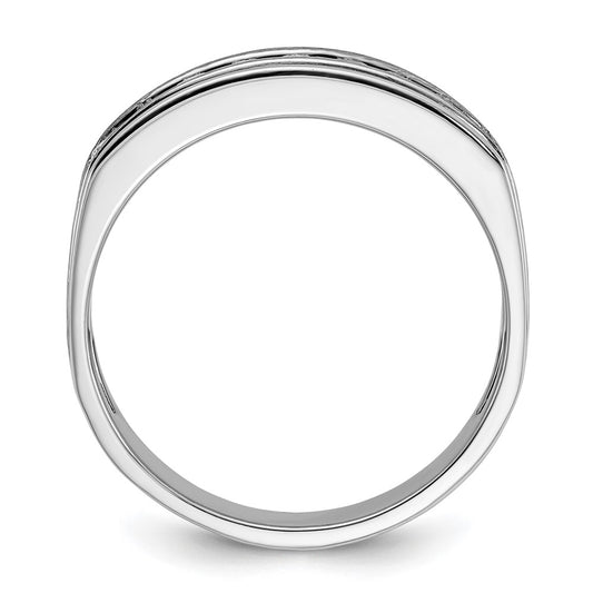 IBGoodman Men's Polished Brushed and Grooved 9-Stone 1/2 Carat AA Quality Diamond Ring - WBC