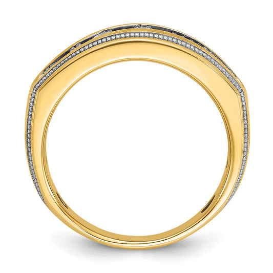 IB Goodman with Rhodium Mens Polished and Milgrain 7-Stone 1 Carat AA Diamond Ring - WBC