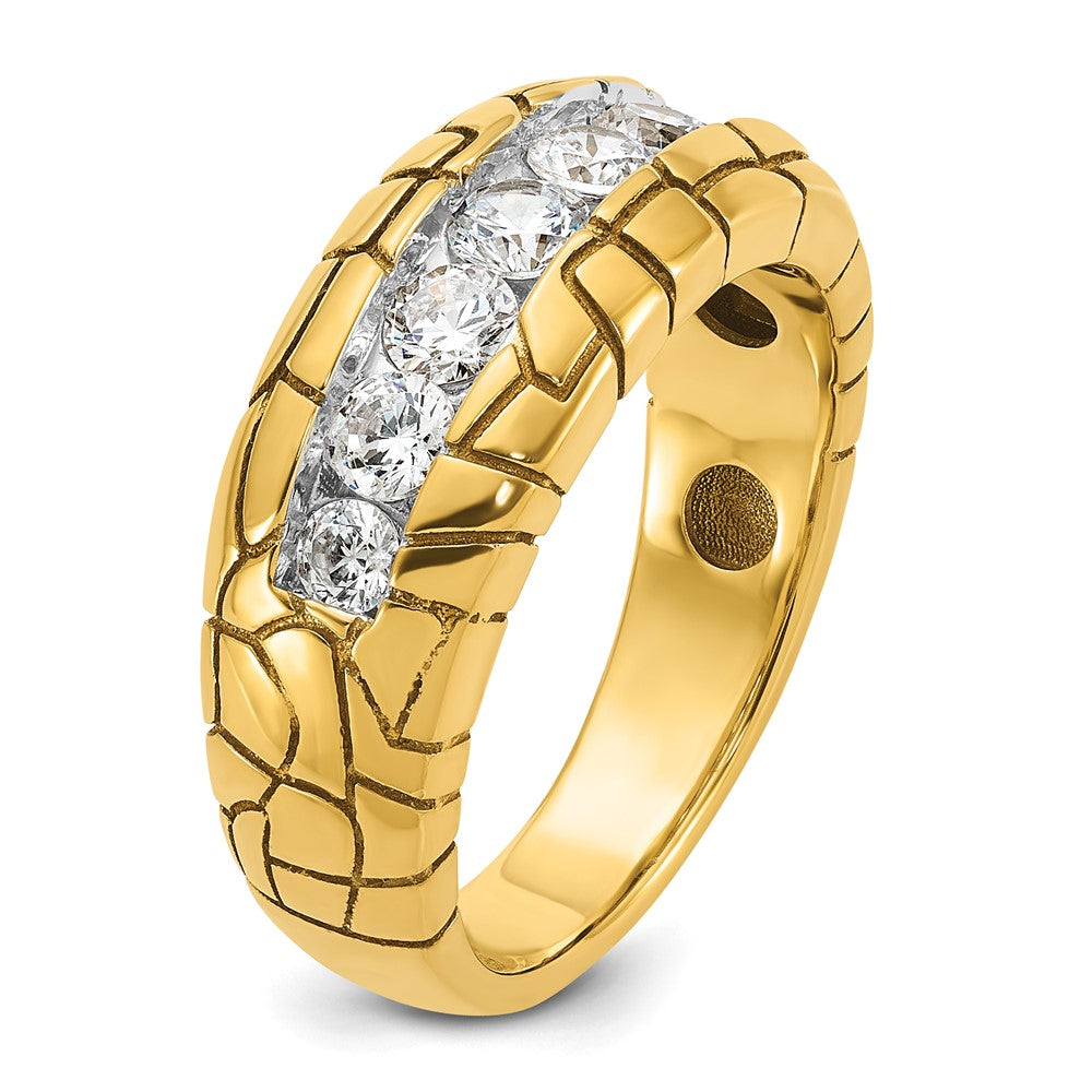 IBGoodman Men's Polished and Nugget Texture 7-Stone 1 Carat AA Quality Diamond Ring - WBC