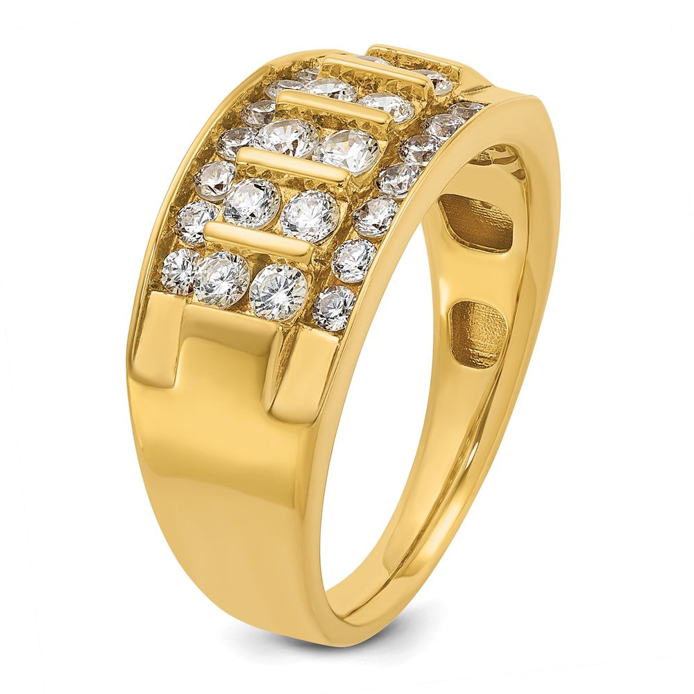 IBGoodman Men's Polished 4-Row 1 Carat AA Quality Diamond Ring - WBC