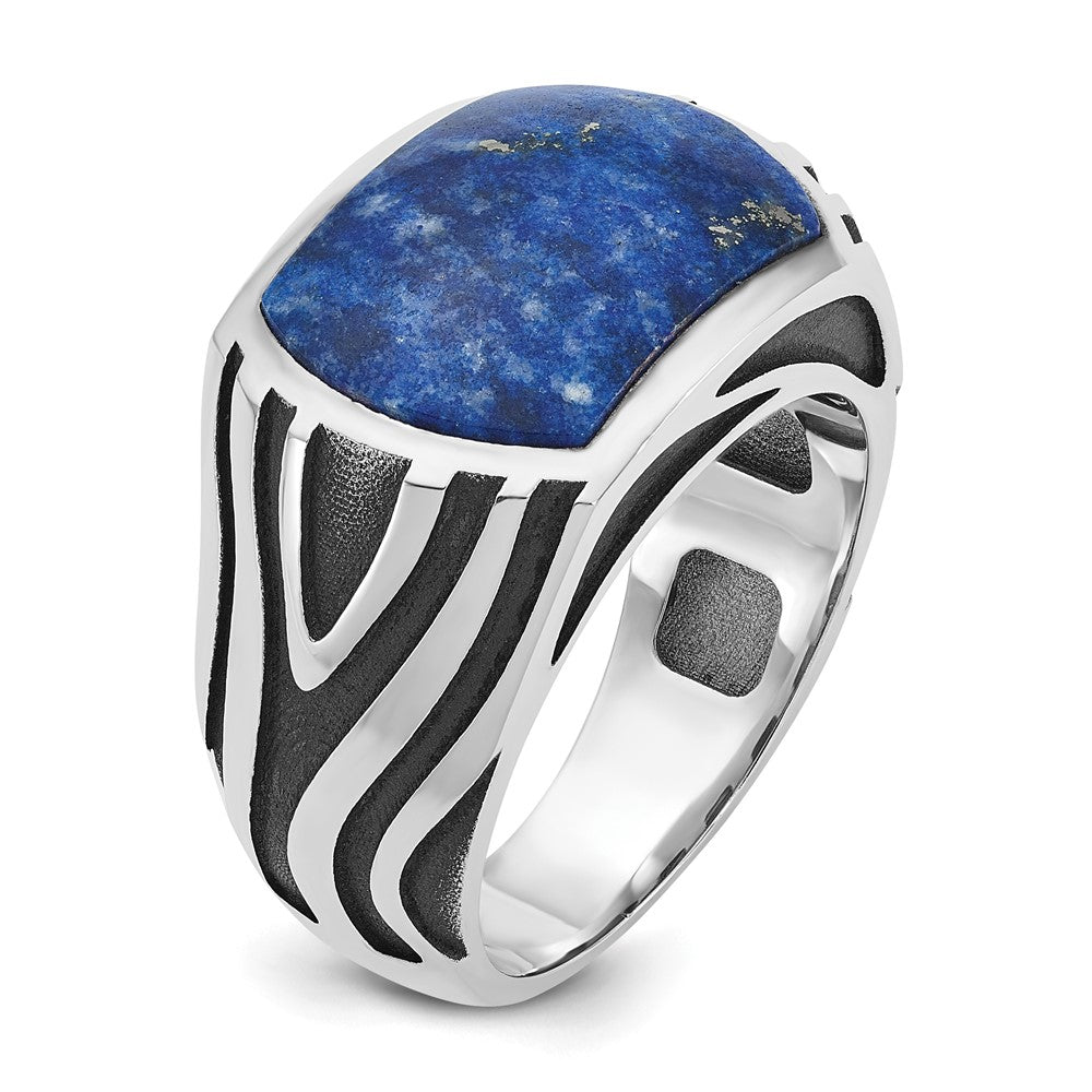 IB Goodman with Black Rhodium Mens Lapis Complete Ring - WBC
