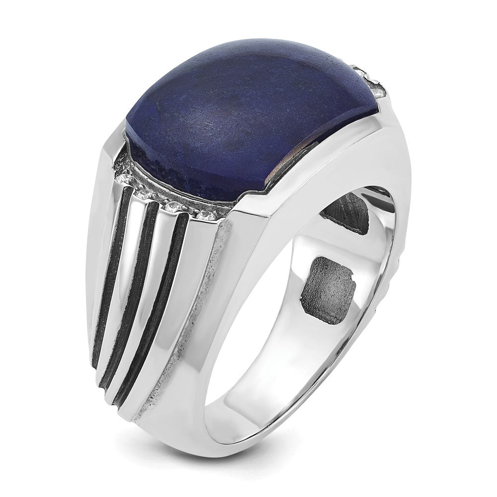 IB Goodman with Black Rhodium Mens Lapis and Diamond Complete Ring - WBC