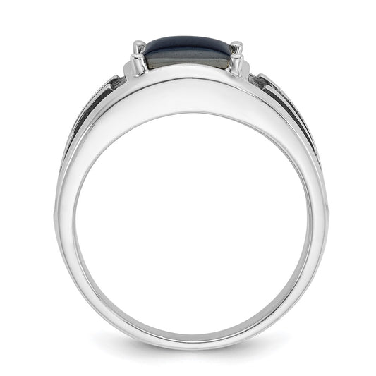 IB Goodman with Black Rhodium Mens Imitation Gray Cats Eye Complete Ring - WBC