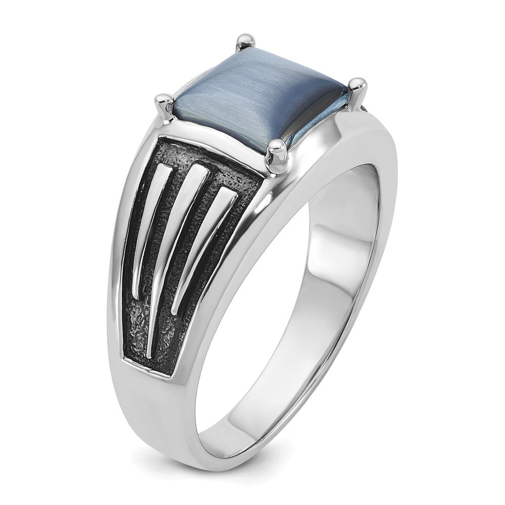 IB Goodman with Black Rhodium Mens Imitation Gray Cats Eye Complete Ring - WBC