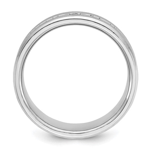 IB Goodman Men's Morse 14K White Gold Satin Lab Created Sapphire & 1/8 ct Diamond Ring
