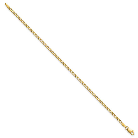 14K Gold Semi-Solid Curb with Lobster Clasp Bracelet, 2.5mm