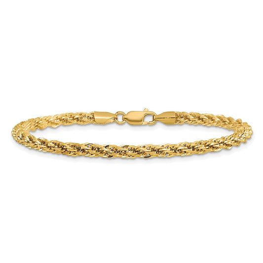 14K Gold Diamond-cut Semi Solid with Lobster Clasp Chain, 3.3mm