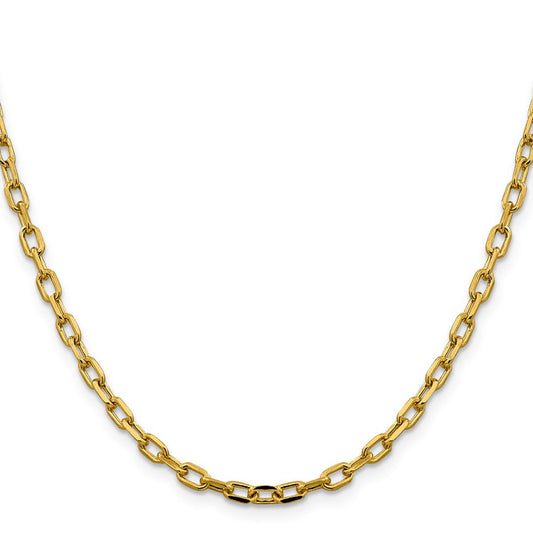 14K Gold Semi-Solid Diamond-cut Open Link Cable with Lobster Clasp Chain