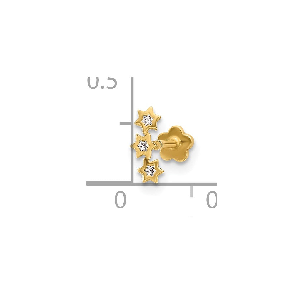 18 Gauge CZ Stars Screwback Cartilage Body Jewelry - WBC