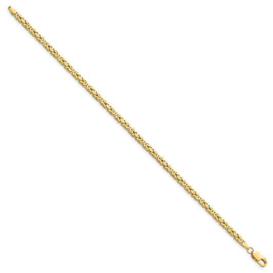 14K Solid Gold Byzantine Chain with Lobster Clasp Bracelet, 2.5mm