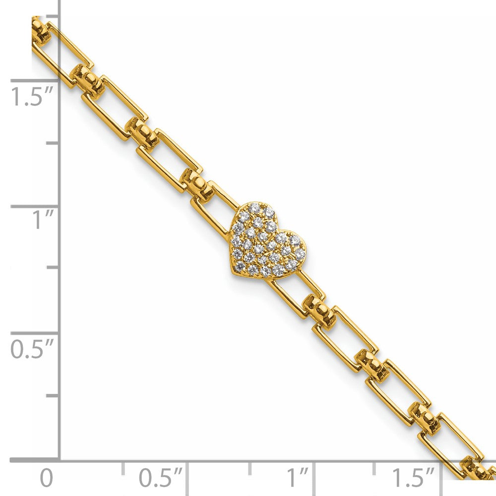 Polished Complete 1/6 carat Diamond Heart Cluster Fancy Link Bracelet with Extender - WBC