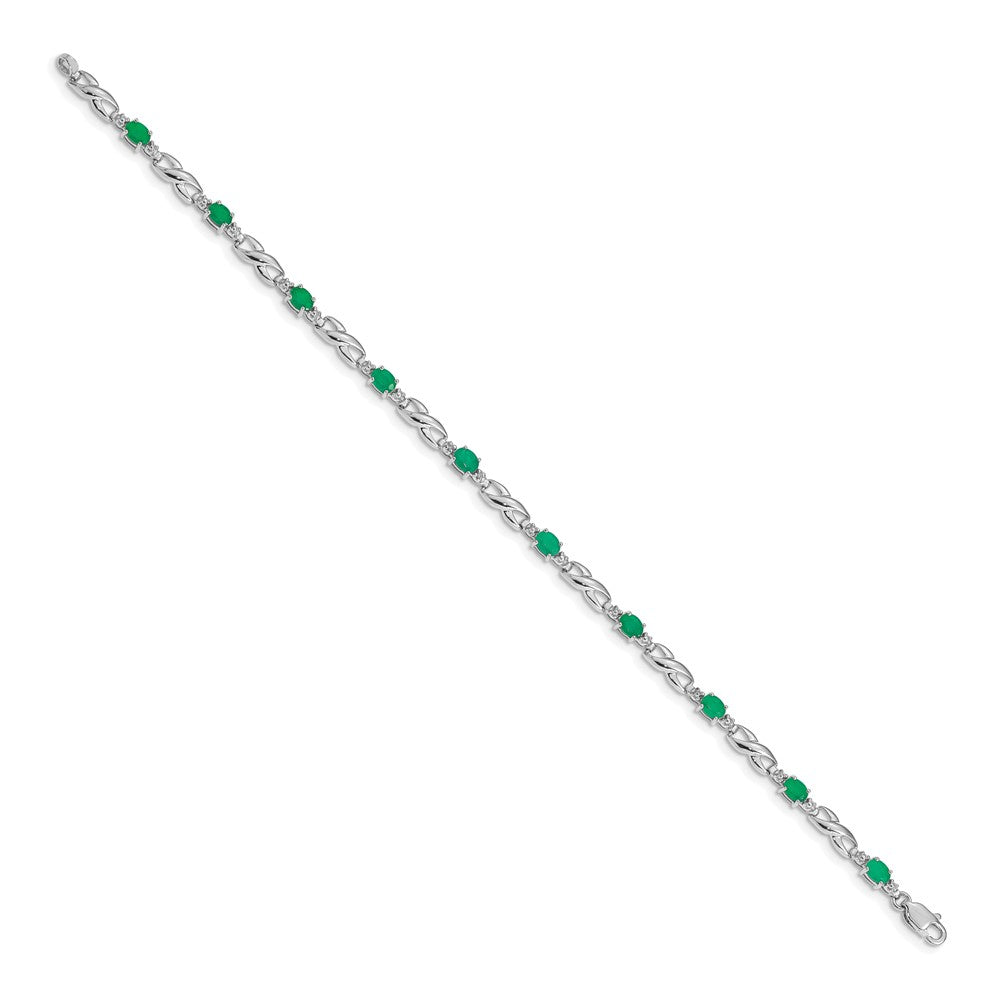 Complete Diamond and Oval Emerald Infinity Link Bracelet - WBC
