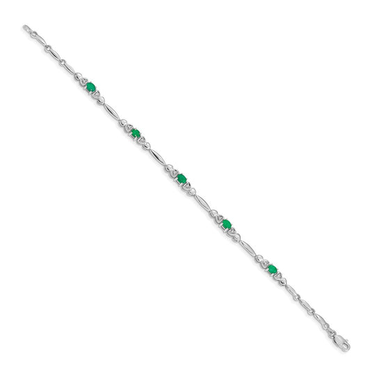 Complete Diamond and Oval Emerald Heart Design Bracelet - WBC