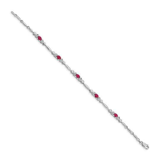 Complete Diamond and Oval Ruby Heart Design Bracelet - WBC