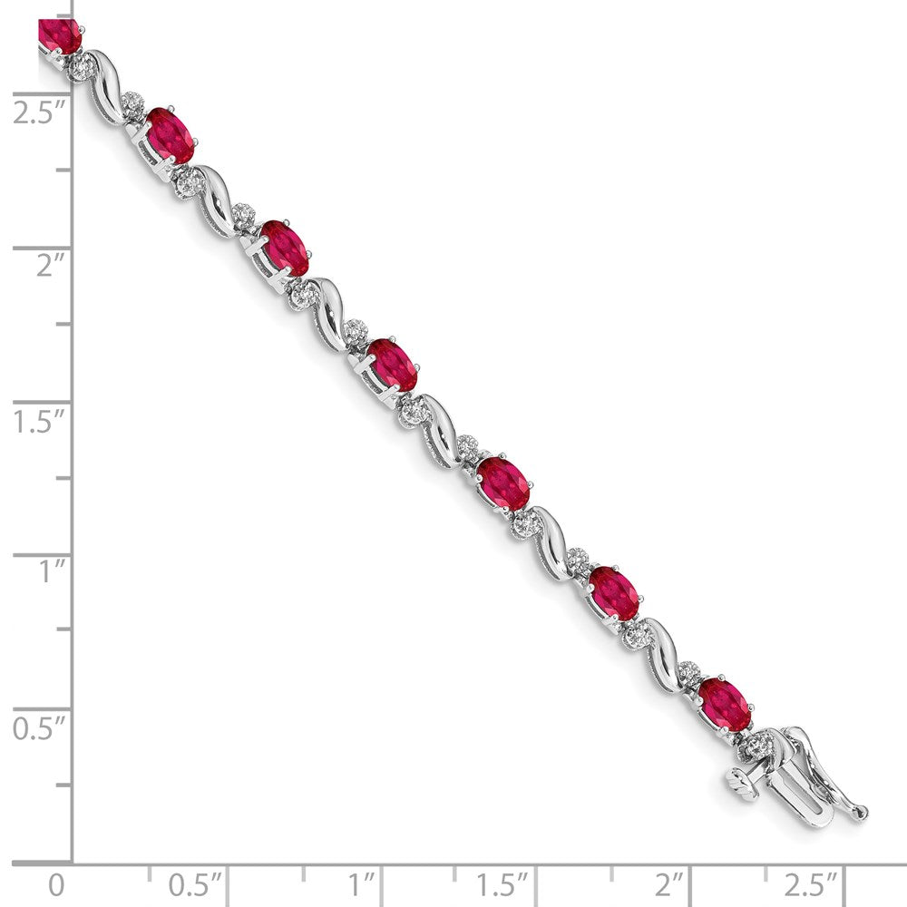 1/10 carat Diamond and Oval Ruby Bracelet - WBC