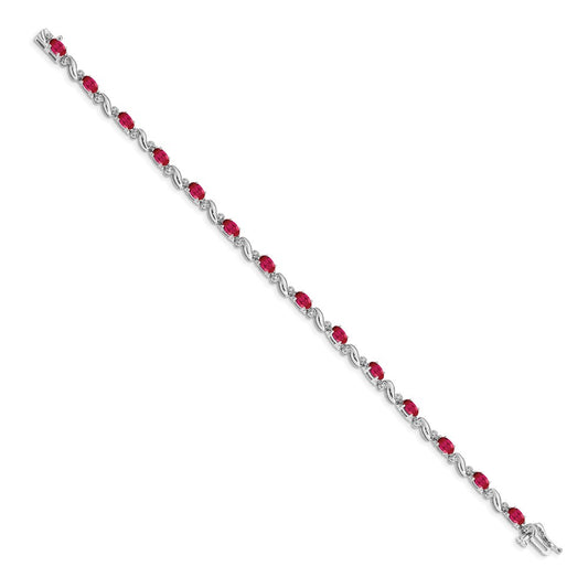 Complete Diamond and Oval Ruby Curved Link Bracelet - WBC