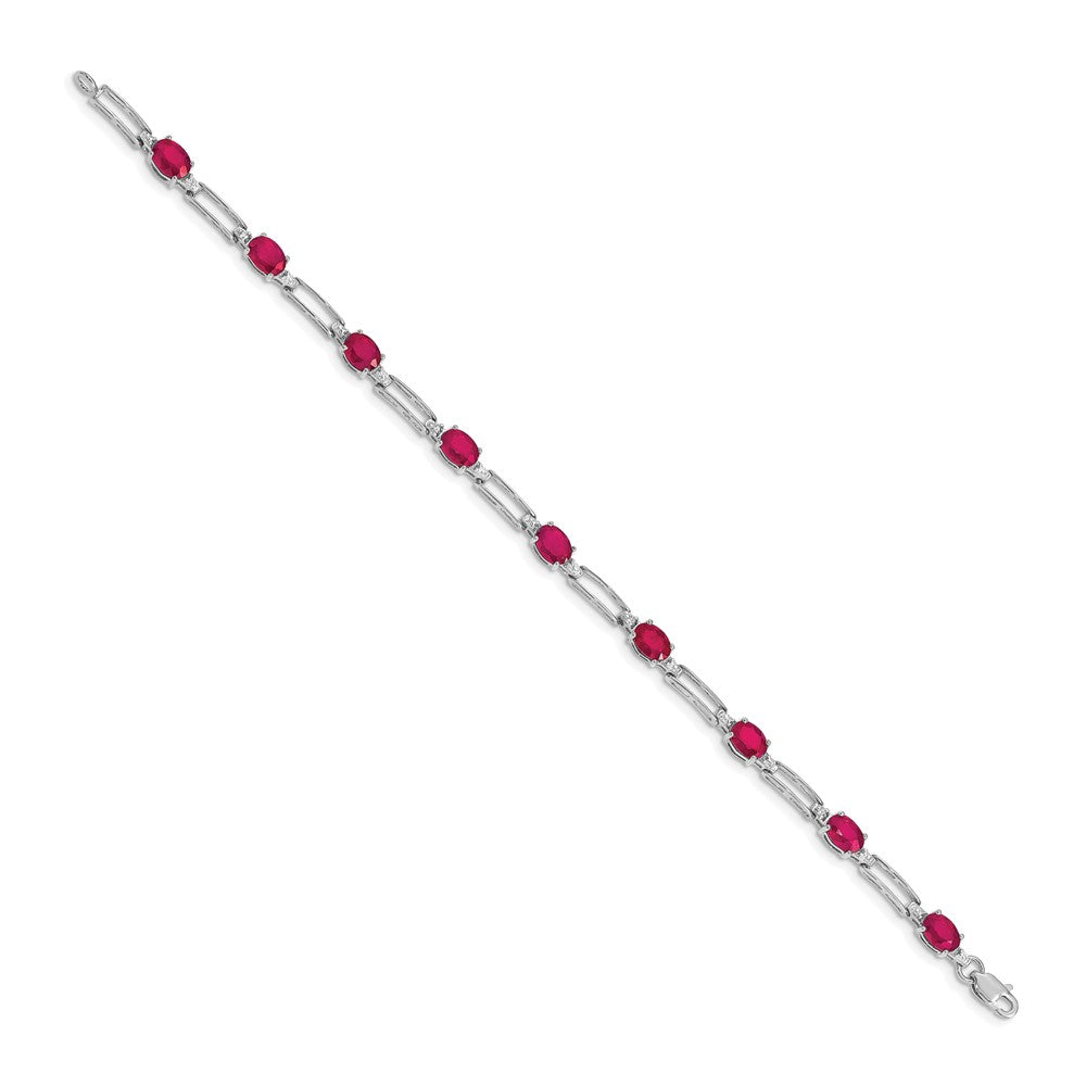 Complete Diamond and Oval Ruby Paperclip Link Bracelet - WBC
