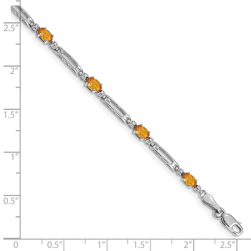 Diamond and Oval Citrine Rectangle Link Bracelet - WBC
