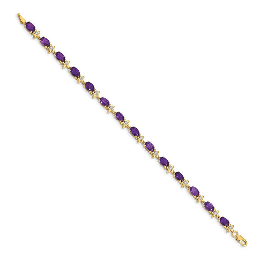 Complete Diamond and Oval Amethyst Floral Bracelet - WBC