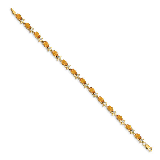 Complete Diamond and Oval Citrine Floral Bracelet - WBC