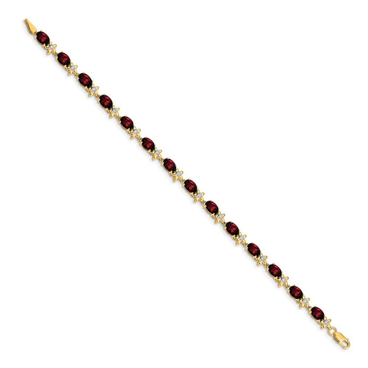 Complete Diamond and Oval Garnet Floral Bracelet - WBC