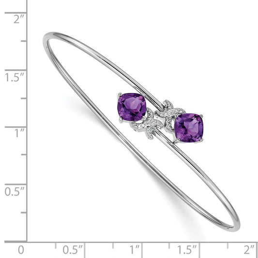 Complete Cushion-cut Amethyst and .03 carat Diamond Flexible Bangle Bracelet - WBC