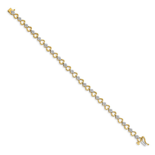 14K Gold Sweetbriar 1.08 ct Diamond Heart Link Bracelet, 5mm