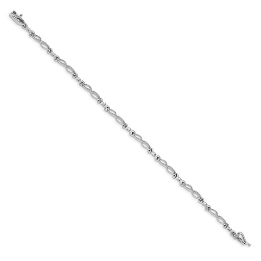 14K White Gold Helix 1/20 ct Diamond Twist Link Bracelet, 3mm