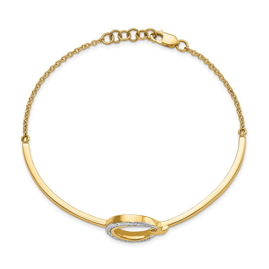 Polished Moon and Star Complete 1/8 carat Diamond Half-Bangle Bracelet with Extender - WBC