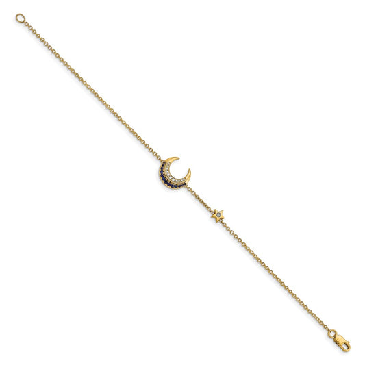 Complete Diamond and Sapphire Moon and Star 7in Bracelet - WBC