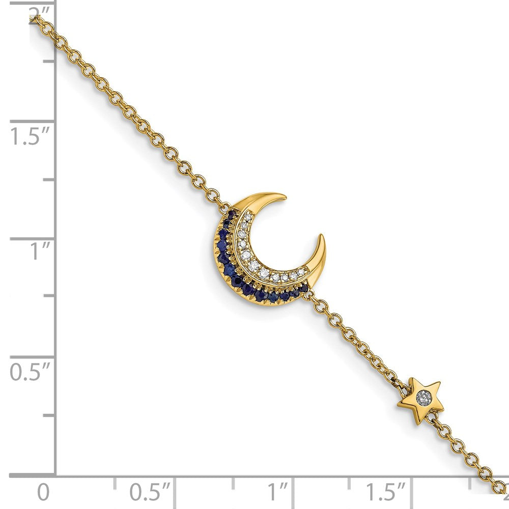 Complete Diamond and Sapphire Moon and Star 7in Bracelet - WBC