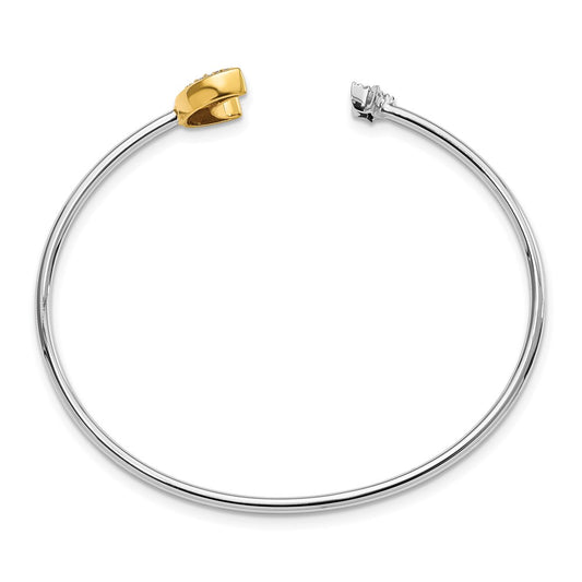 Two-tone Complete 1/6 carat Diamond Moon and Star Cuff Bangle Bracelet - WBC