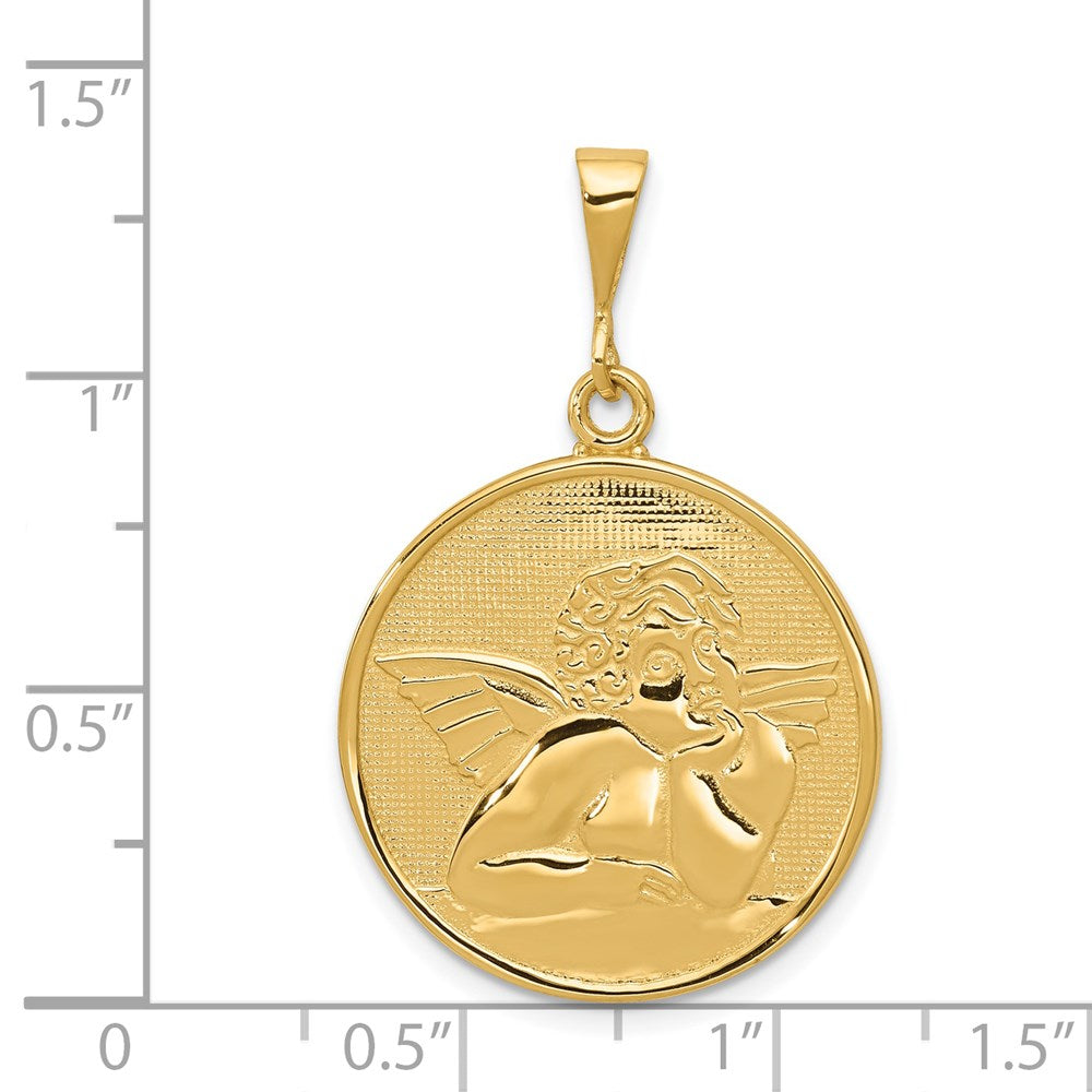 Polished and Satin Angel Round Pendant - WBC