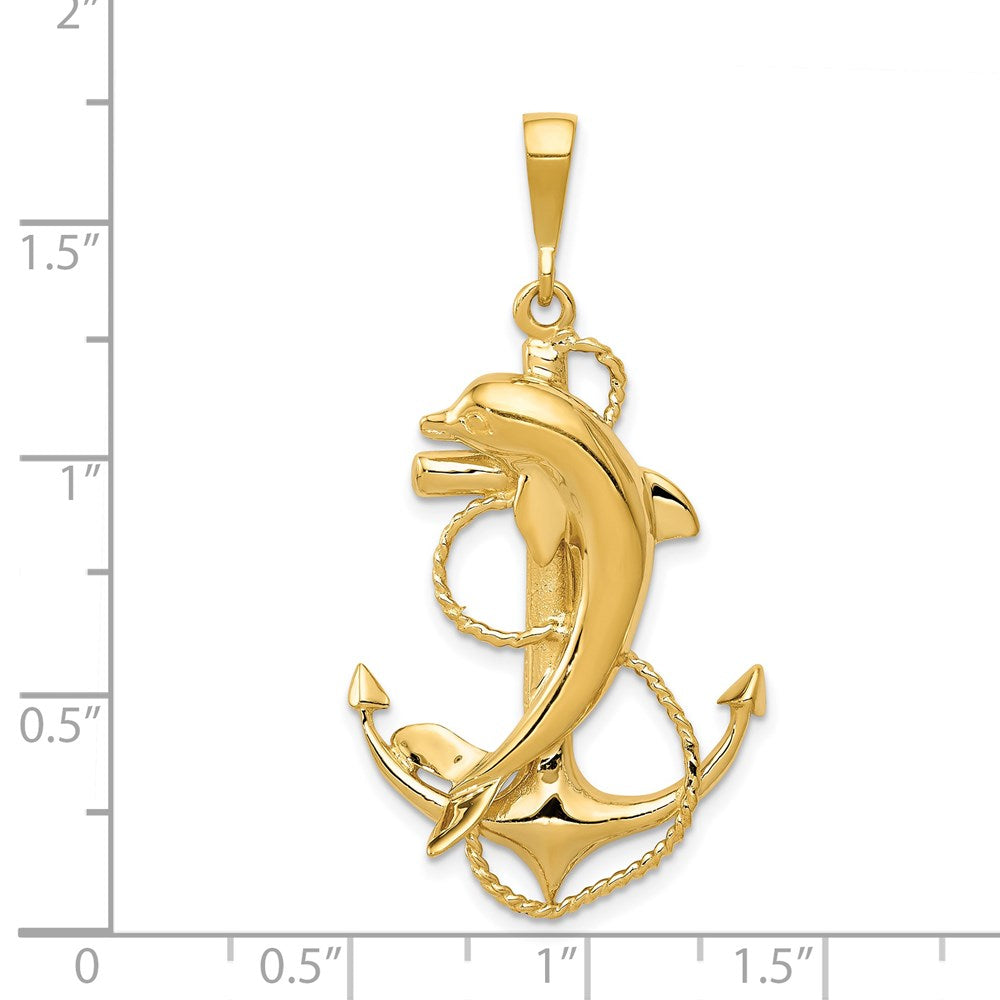 Solid Polished Anchor with Dolphin Pendant - WBC