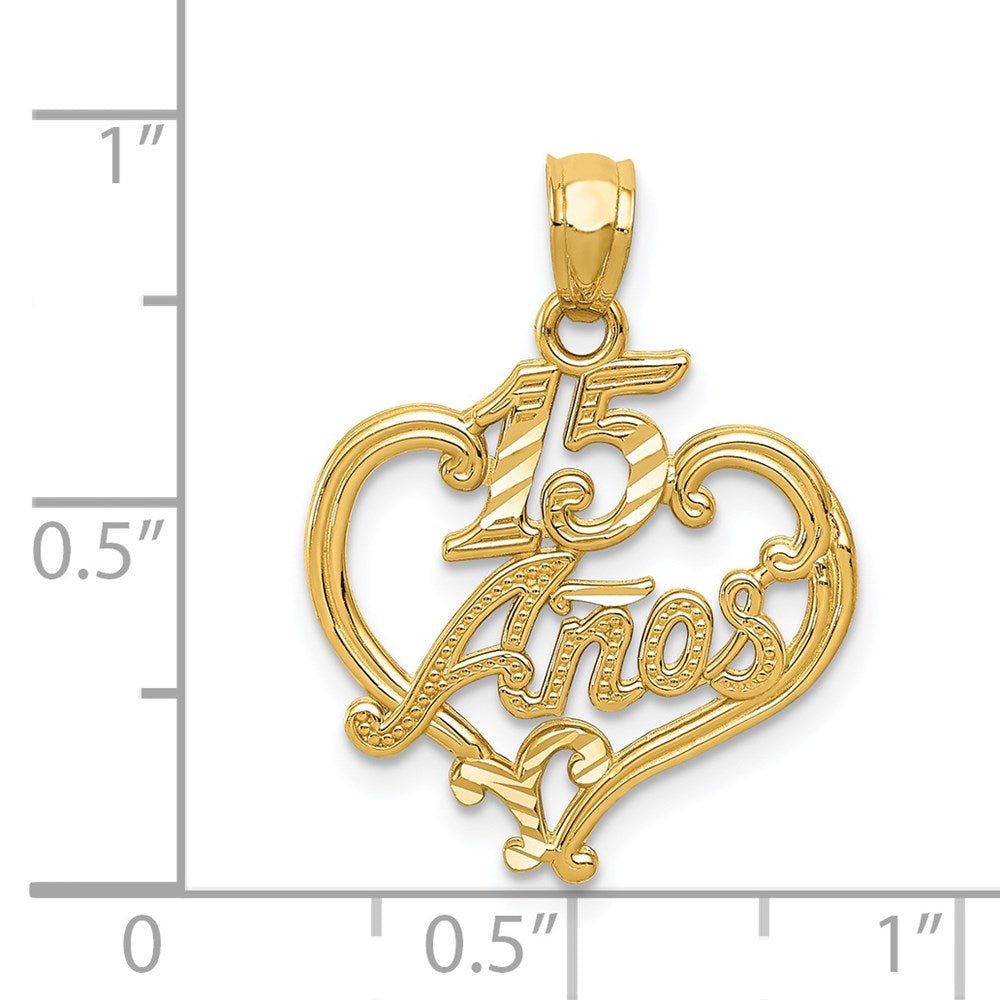 Diamond-cut 15 ANOS Heart Pendant - WBC