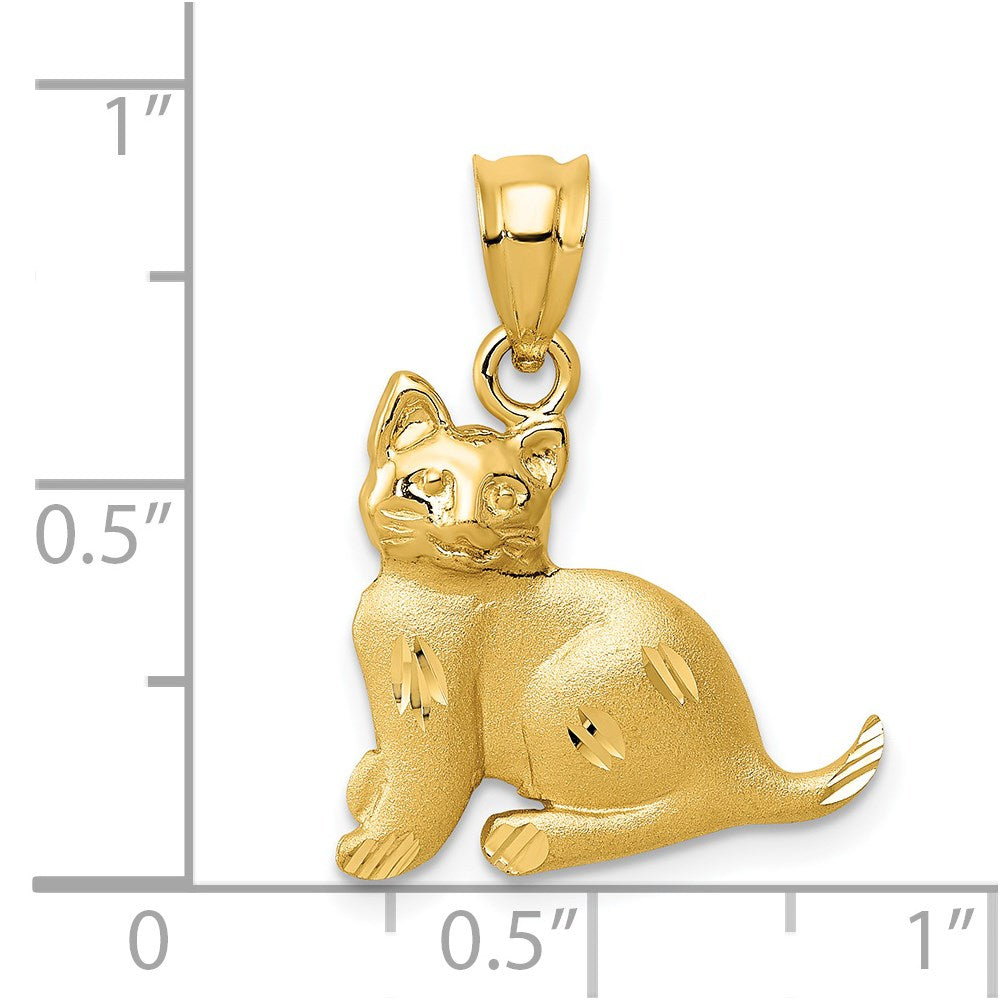 Satin Diamond-cut Cat Charm - WBC