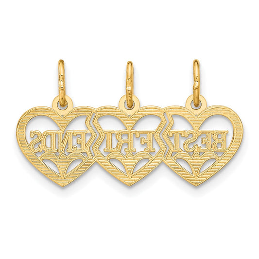 Kindred 14K Gold Triple Heart Diamond-cut Best Friends 3-Piece Break-apart Pendant
