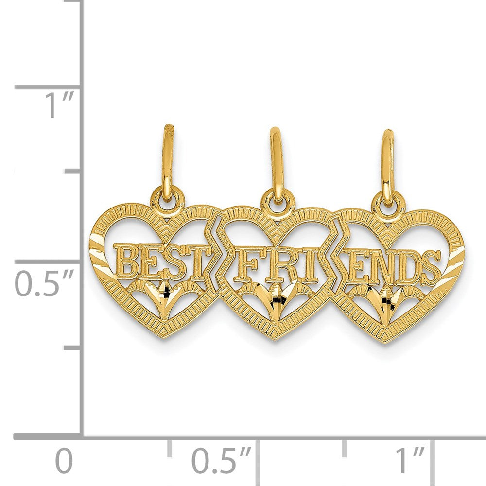 Triple Heart Diamond-cut BEST FRIENDS 3-Piece Break-apart Pendant - WBC