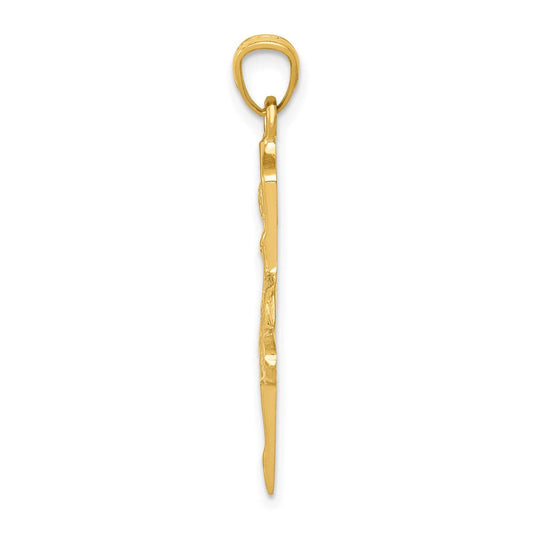 14K Gold Dancing Ballerina Pendant, 16mm