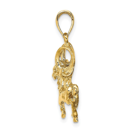 14K Gold Large Aries Zodiac Charm, 20.35mm