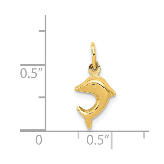 14K Gold Mini Dolphin Charm, 7mm