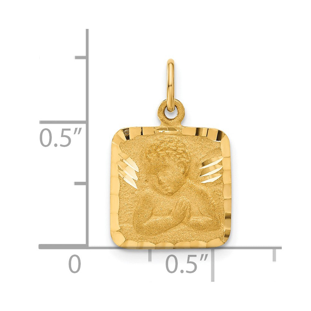 Satin and Diamond-Cut Angel Square Charm - WBC
