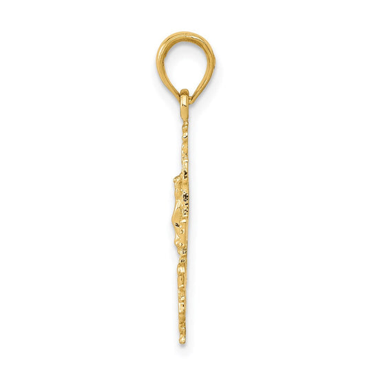 14K Gold Cara Vaca Crucifix Pendant, 13mm