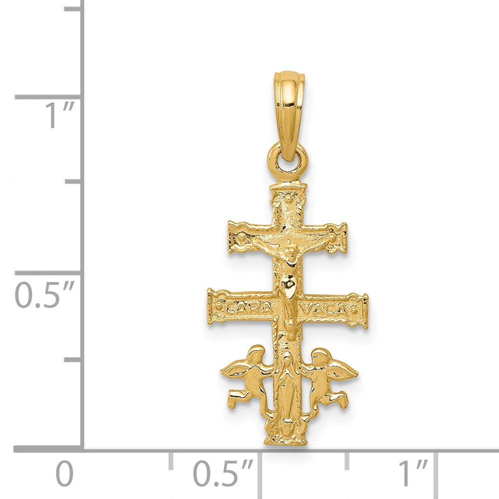 14K Gold Cara Vaca Crucifix Pendant, 13mm