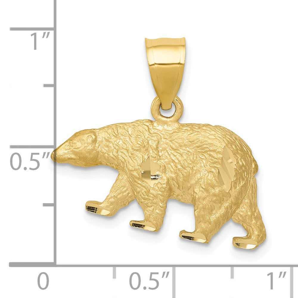 Satin Diamond-cut Bear Pendant - WBC